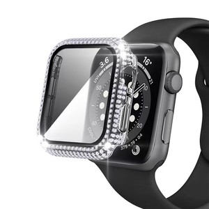 2022ダイヤモンドウォッチカバーケース内蔵スクリーンプロテクター強化ガラスAppleWatch用41mm 45mm Iwatchシリーズ7 Seカバー用 - Product Image 6