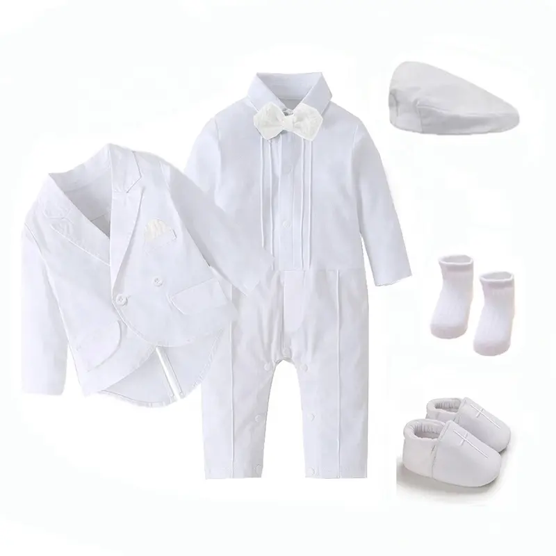 Baby Boy Kleidung White Romper Shirt Taufe Kleid Formale Hochzeit Anzug Neugeborene Baby Kleidung Sets 1. Geburtstag Taufe Outfit
