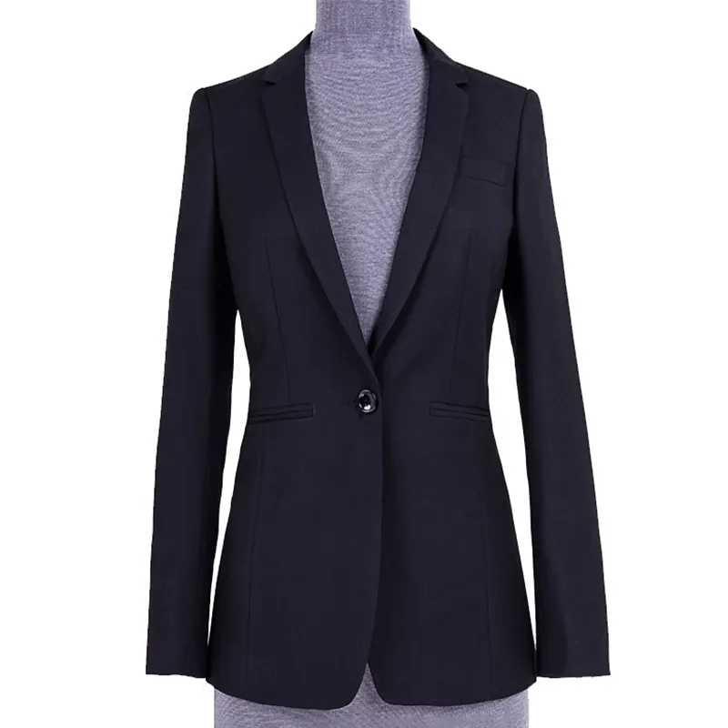 ビジネス女性のためのレディースブラックフォーマルスーツスリムフィットオフィスユニフォームレディーススーツジャケット
