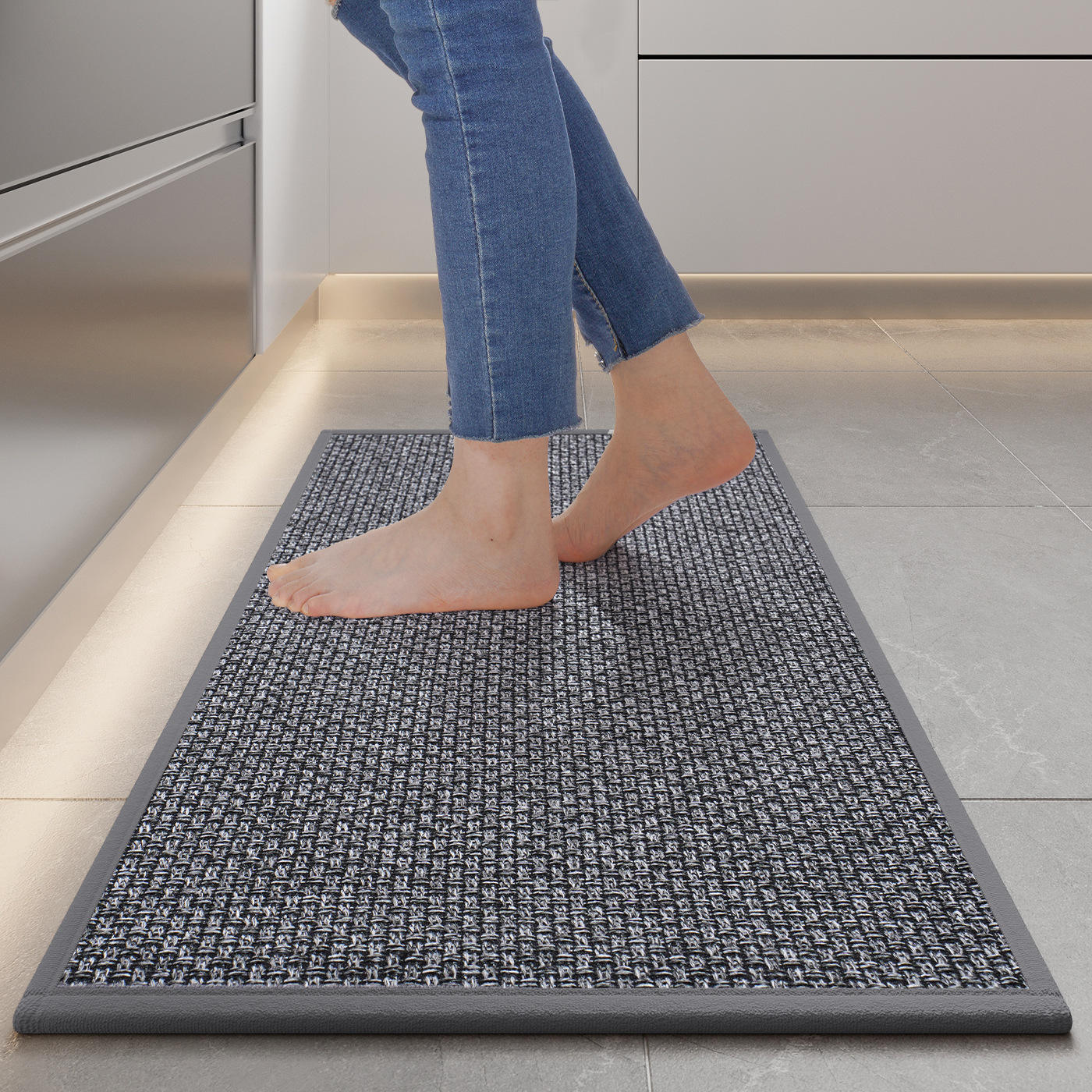 Semelle en caoutchouc à motif quadrillé - gris