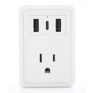 Wonplug için yeni ürün abd CA uzatma priz 3 yollu 3 USB tip C güç şeridi 10A pirinç duvar şarj çok fiş küp çorap - Product Image 2