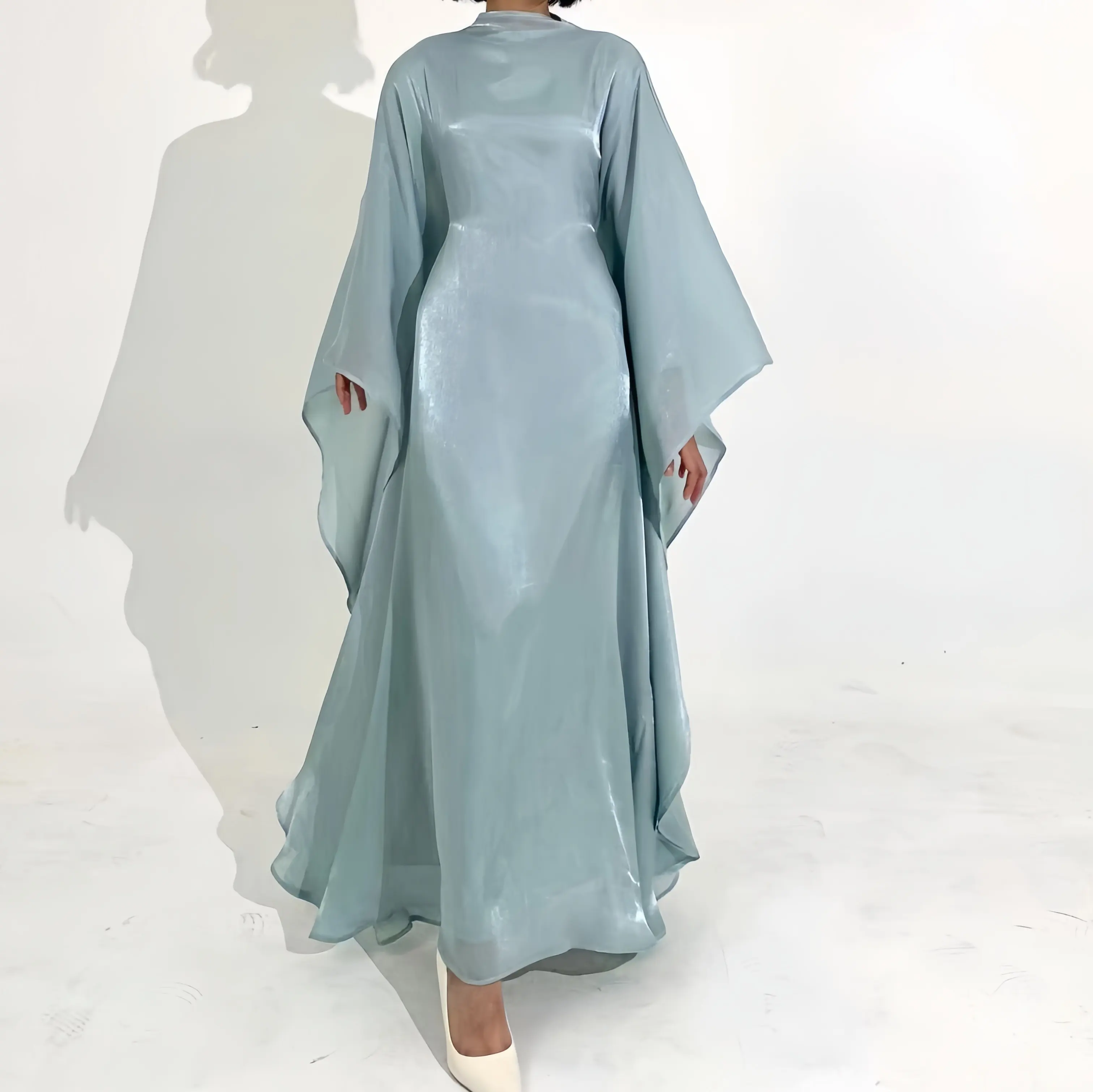 2024 Demure Customized Muslim Ruched Abaya Long Ruffles Sleeves Eid Abaya Dubai Islamic Clothing High Quality Abaya For Women