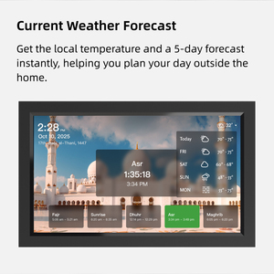 SyncGo 15,6 pouces Écran tactile dynamique Calendrier islamique numérique Horloge d'appel à la prière WiFi Heures de prière Utilisation mondiale Équipement de bureau 1920x1080 - Product Image 5