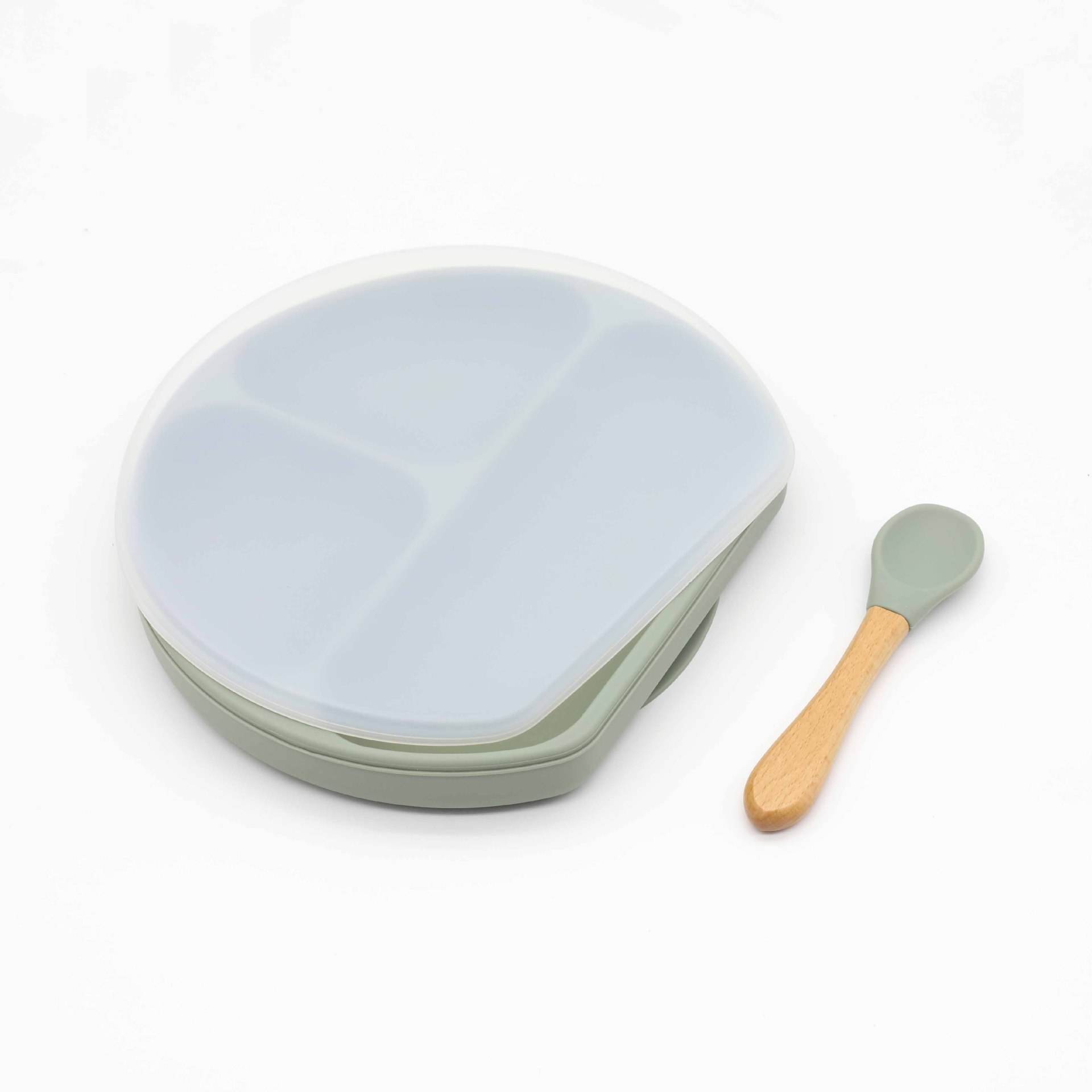 Cuillère à couvercle en assiette verte