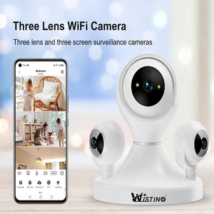 Rscamtom interior Mini Cámara WiFi 12MP HD tres lentes seguimiento móvil Color visión nocturna ojo de pez CMOS Sensor compatible con tarjeta de memoria - Product Image 2