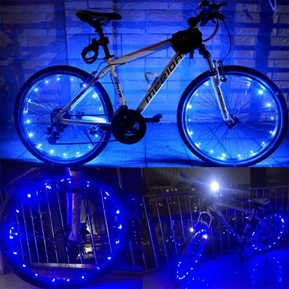Велосипедные спицы, велосипедные огни, предупреждающие огни, аксессуары, 2 м, 20 светодиодов, фонарь для велосипедных колес