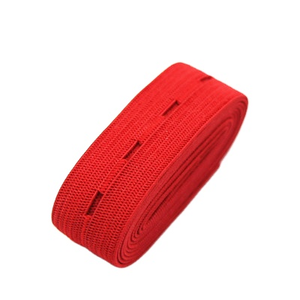 Cinta elástica de poliéster de punto personalizada con ojal, cinta elástica de ojal suministrada de fábrica - Product Image 1