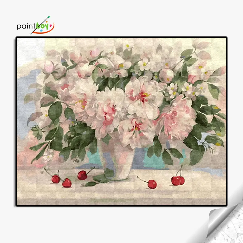 Gx37016 40*50 pintura a óleo diy, com números, flor impressora pintada à mão