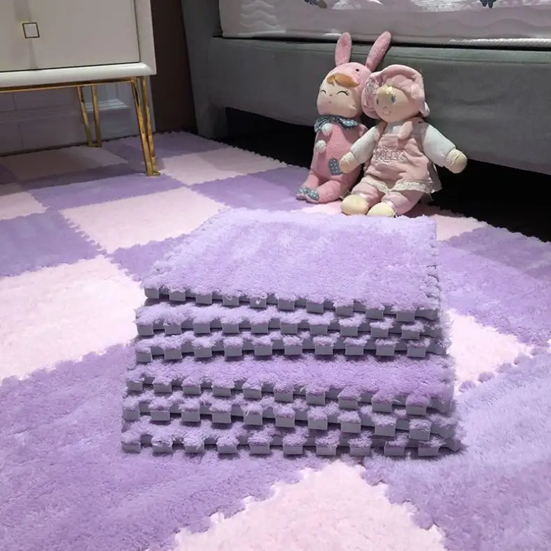 Tappetini piastrelle Eva Puzzle tappeto peloso tappetino da gioco lavabile per bambini tappeto in peluche tappeto Puzzle in schiuma