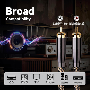 2 RCA Nam để 2 RCA nam 4-core oxy-miễn phí đồng đôi sen Stereo Cáp âm thanh cho <span class=keywords><strong>HTV</strong></span> và loa kết nối - Product Image 2