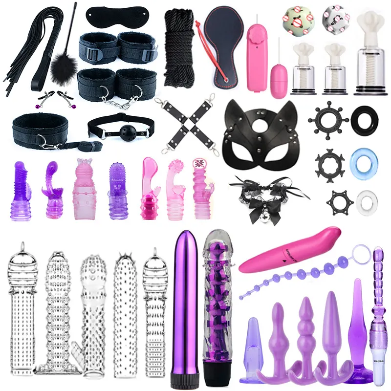 47 قطعة مجموعة BDSM أدوات عبودية معدات أساور حلمات المشابك الكربون الخافق المغضن الكبار SM العاب جنسية للنساء والرجال
