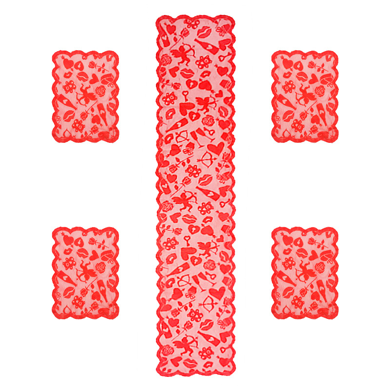 Ensemble chemin de table et sets de table Cupidon