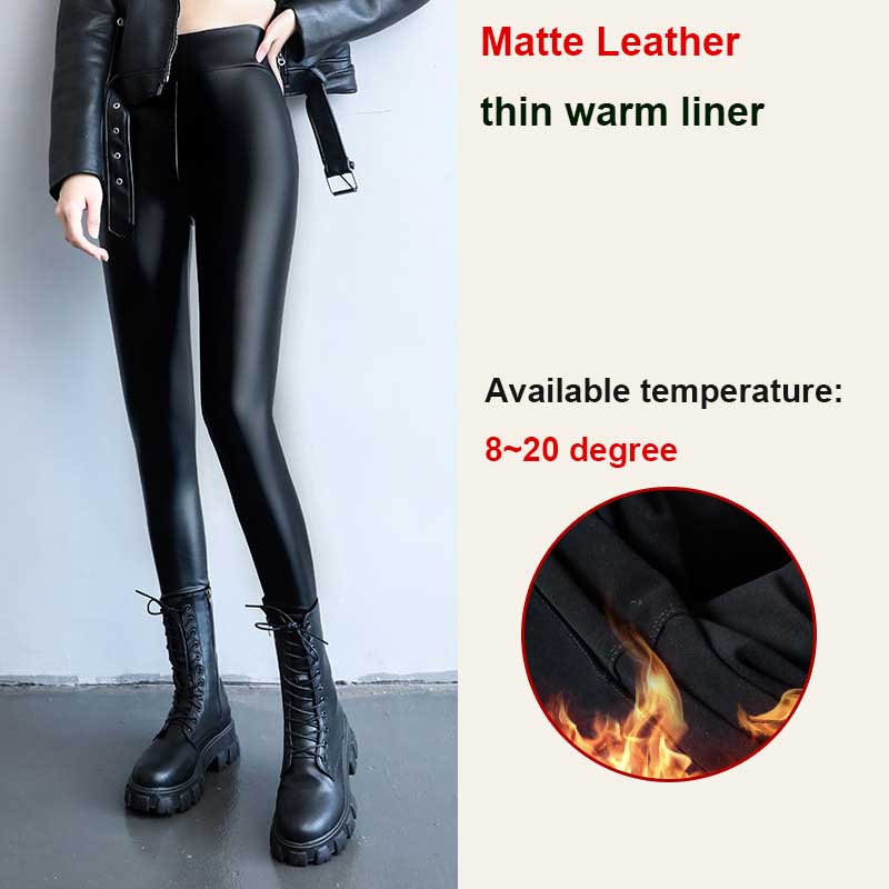 Matte Black Warm faux leather pants