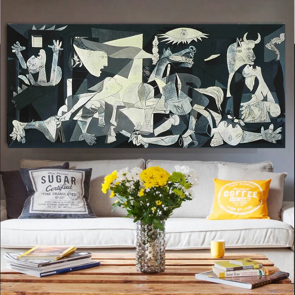 Pinturas famosas de arte del Guernica de Picasso, reproducciones impresas en lienzo, carteles artísticos, imagen de pared para decoración del hogar y la sala de estar