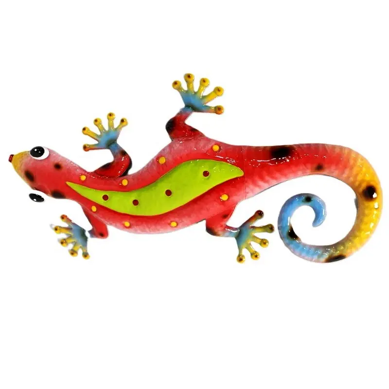 Décoration murale en métal suspendu lézard grimpant gecko figure de jardin