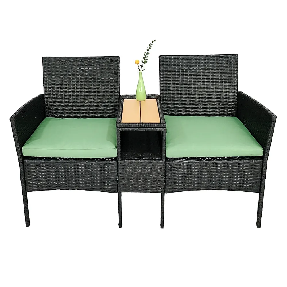 2023 Patio esterno giardino divano in vimini Rattan vimini mobili da esterno vendita Set Patio mobili da esterno in Rattan (Set di 2, grigio scuro