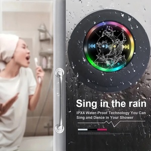 Ipx4 không thấm nước Loa Bluetooth không dây với cốc hút và mic đèn LED di động thể thao phòng tắm loa stereo - Product Image 2