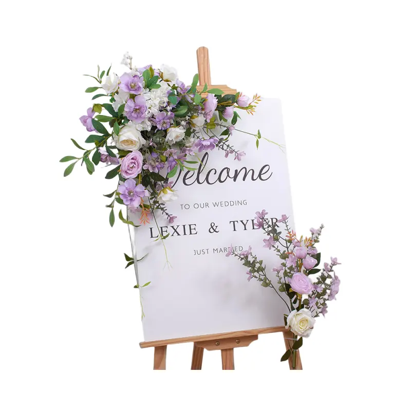 Señal de bienvenida de boda Decoración Arreglo floral Flor colgante pequeña Flor artificial