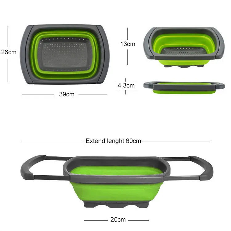 Scolapasta pieghevole in Silicone per cestello per verdure lavello cucina