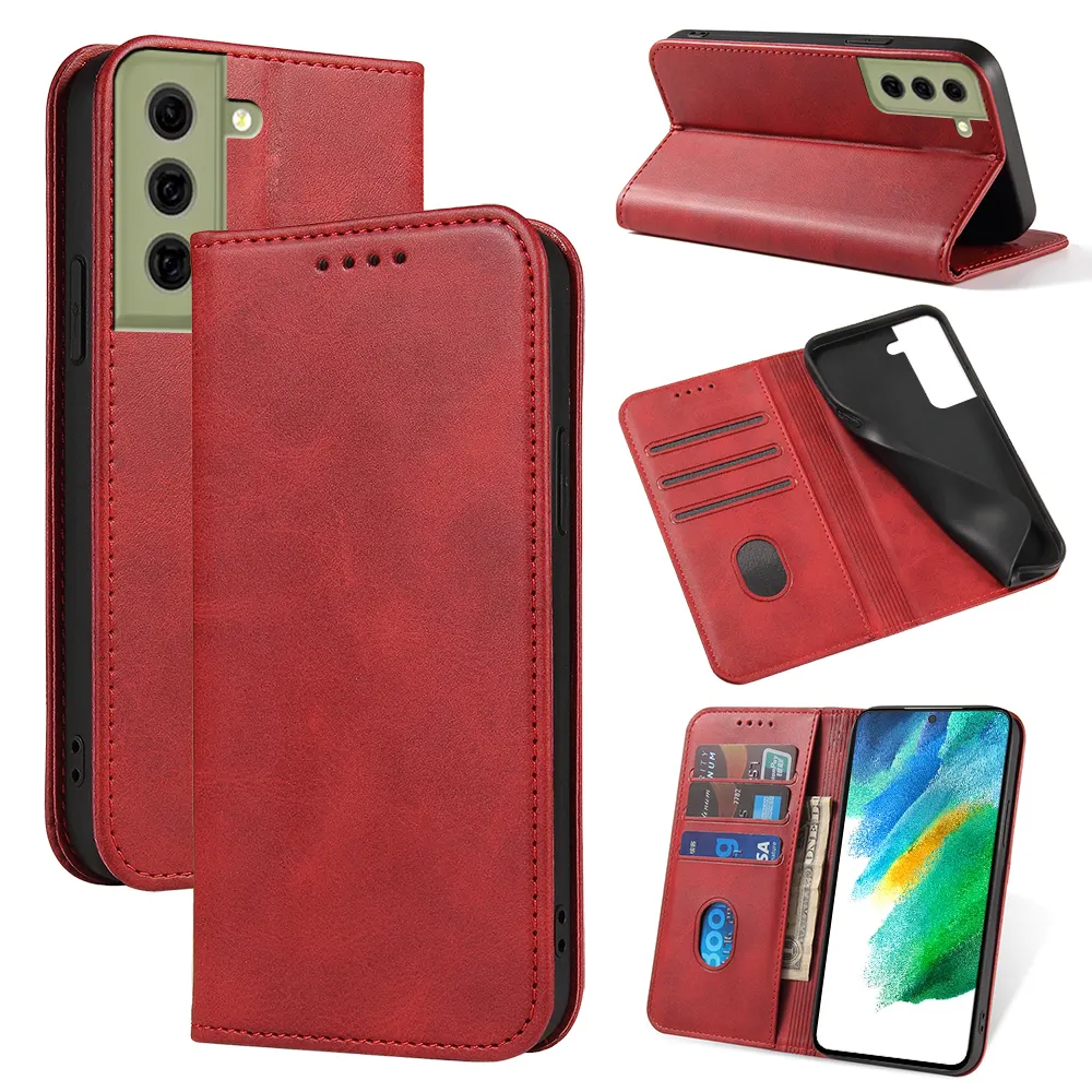 Casing ponsel dompet magnetik anti jatuh kualitas tinggi untuk Samsung S23 Ultra S24 Plus S22 Plus S21 S20 FE casing ponsel kulit