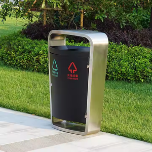 Outdoor Street Sanitation Dustbin Trash <strong>Can</strong> Standing Metal Waste <strong>Bin</strong> for Public Use-for Recycling and Storage - Product Image 4
