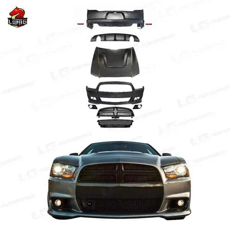 Kit carrozzeria stile SRT di alta qualità per Dodge Charger 2008-2014 incluso cofano motore diffusore paraurti anteriore posteriore