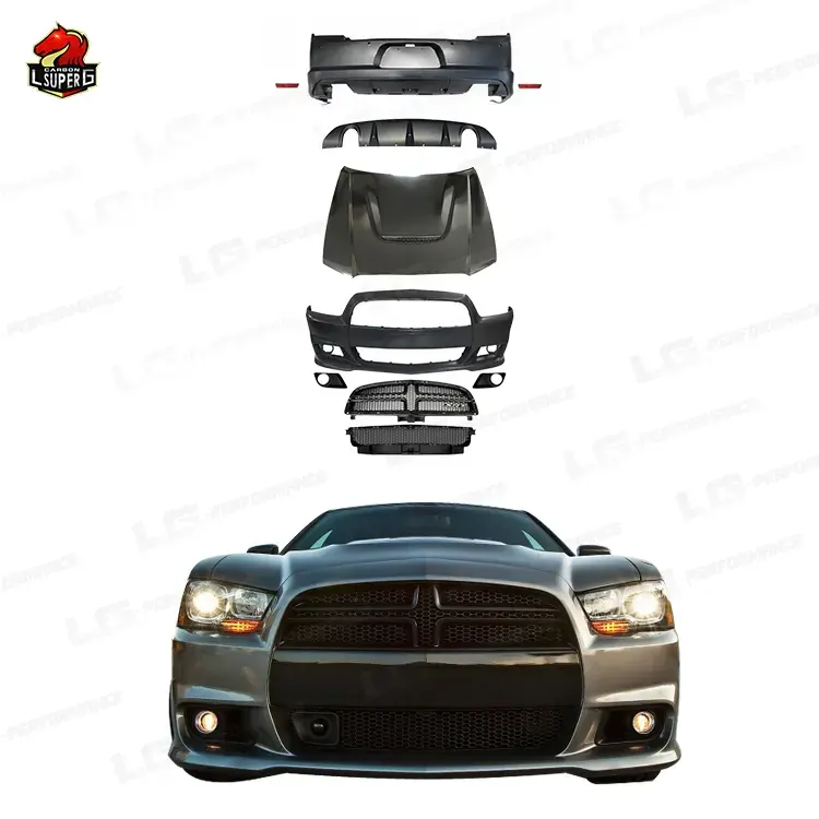 Kit carrosserie de style SRT de haute qualité pour Dodge Charger 2008-2014 comprenant un capot moteur diffuseur de pare-chocs avant arrière