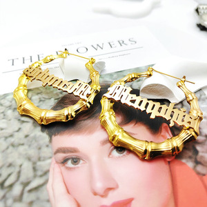 Thiết kế thời trang cá nhân tên nơi trang sức mạ vàng lớn tre Tên Bông tai - Product Image 4