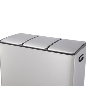 Aço inoxidável Triplo Compartimento de Lixo Pedal Bin 3 Compartimento Eficiente Waste Triagem Bin para Cozinha Reciclagem Lixo