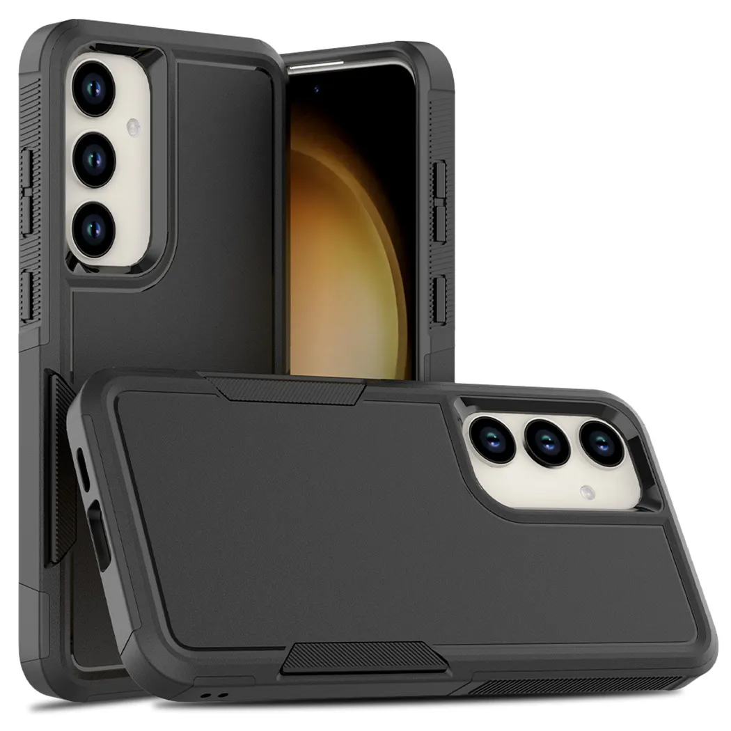 Para Samsung S24 Plus S23 S22 Ultra Dual Layer 2 em 1 Cell Phone Cases Anti-Scratch Black Armor Phone Case para Galaxy S21 FE S20