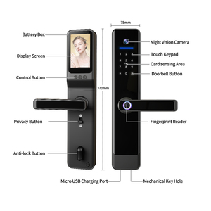 <strong>Poland</strong> Screen Type 6085 Mortise Waterproof Tuya Face Recognition Smart Lock Front Door with Camera - Product Image 3