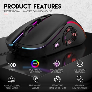 Popolare nuovo design mouse 12800 DPI programmabile 10 tasti con Mouse da gioco Laser per Computer retroilluminato a LED RGB
