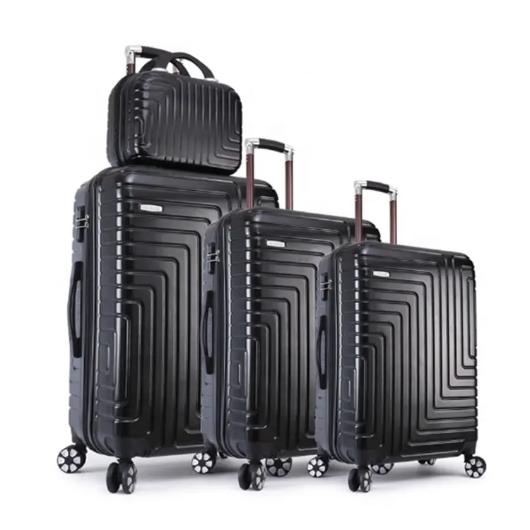 Valise personnalisée avec valise pour voyage à 4 roues, sac de voyage à roulettes, bagage à main pour hôtel, ensemble de 4 pièces