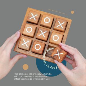 XO satranç yüksek kaliteli ahşap Tic-Tac-Toe oyuncak oyunları ebeveynler çocuklar için iki oyuncu kurulu oyunu interaktif çocuk eğlence - Product Image 2
