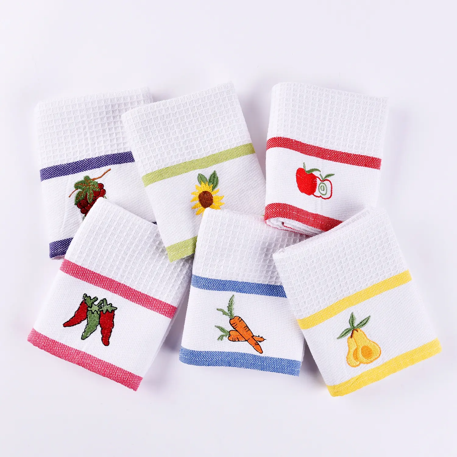 Toalhas de cozinha com logotipo personalizado, toalhas de algodão macias e design de waffle para chá