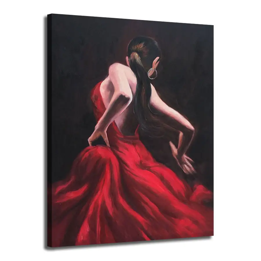 Peinture à l'huile Flamenco espagnole de dos nu de femme d'art original de vente chaude pour la décoration de salon
