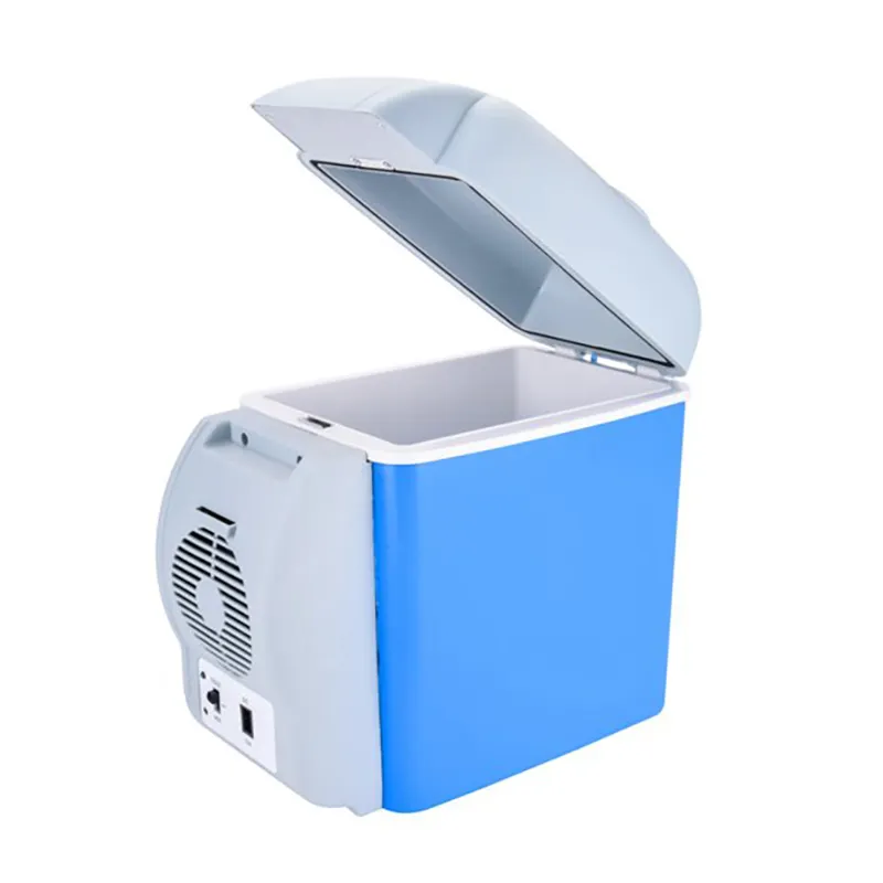 Mini refrigerador eléctrico para coche, nevera portátil multifunción de 7.5L, 12V, en azul, para viaje, RV, calentador