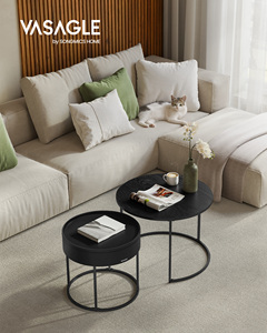 VASAGLE di lusso Meuble De <span class=keywords><strong>Table</strong></span> Basse soggiorno nidificazione tavolo rotondo centro <span class=keywords><strong>set</strong></span> nero rotondo tavolino da caffè moderno - Product Image 1