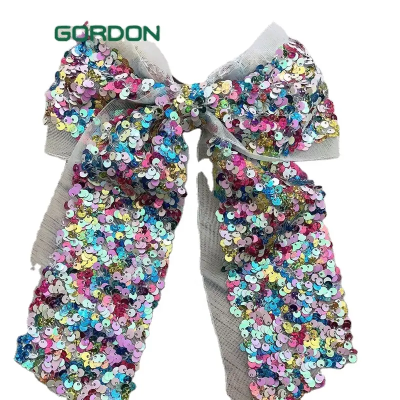 Gordon Pita Payet Glitter Busur Rambut dengan Klip Rambut Buaya Besar Berkilau Busur untuk Anak Perempuan Jenis Aksesoris Rambut