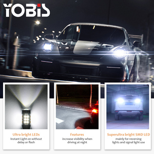 Yobis หลอดไฟ T15 LED 6W สำหรับรถยนต์, หลอดไฟ LED 27 SMD แบบอ่อน - Product Image 6