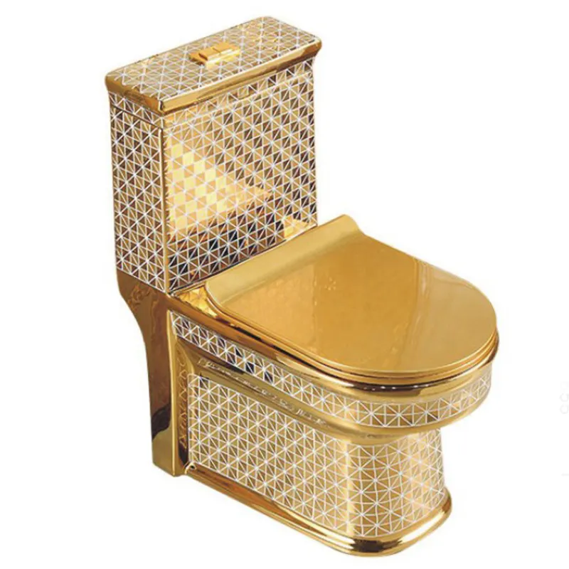 Vendita calda stile reale personalizzato Design elegante bagno decorativo di lusso in ceramica oro servizi igienici