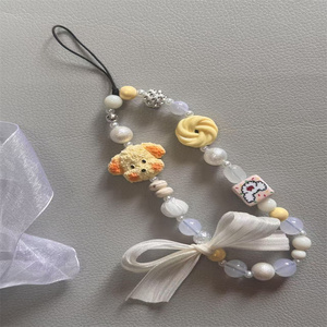 สายคล้องโทรศัพท์มือถือไนลอนลายดอกไม้ประดับลูกปัดสำหรับผู้หญิงอุปกรณ์เสริมที่น่ารักสำหรับโทรศัพท์มือถือแบบตรรกะที่ผิดพลาด - Product Image 2