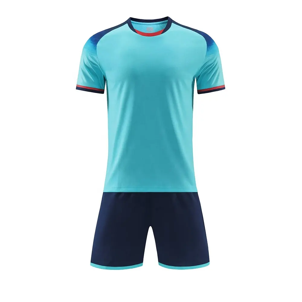 Jersey de fútbol germane, camiseta de fútbol verde, jersey de fútbol de color naranja, azul cielo uniforme de fútbol, kits de fútbol de China