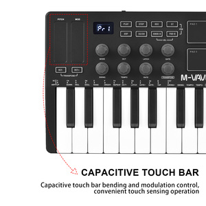 Teclado de Control MIDI de 25 teclas, Mini teclado USB portátil, controlador MIDI con 25 teclas sensibles a la velocidad, 8 almohadillas retroiluminadas RGB - Product Image 4