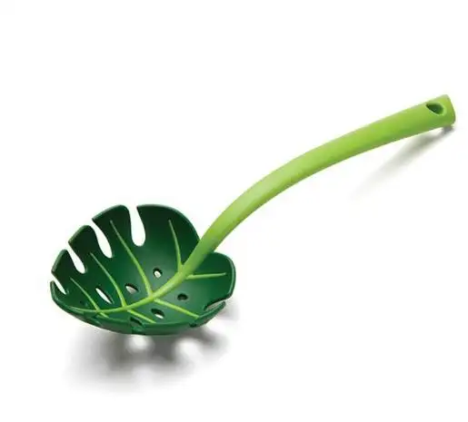Амазонская креативная зеленая ложка с зеленым листом, ложка с шлицем, ложка с черепахой