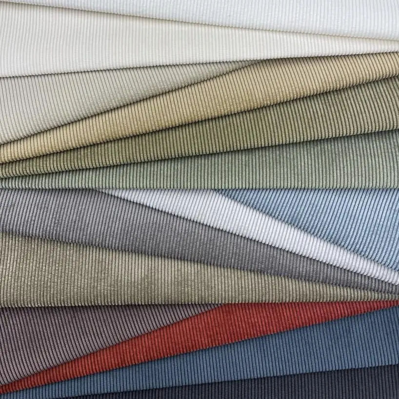 Tela de pana de color sólido de poliéster de alta calidad Henry para tapicería de fundas de prendas