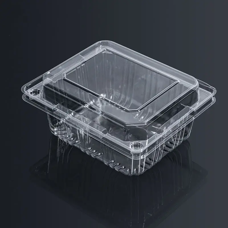 Recipiente de garrafa de plástico ecológico descartável, recipiente para embalagem de alimentos frescos, caixa de manter fresco de superfície