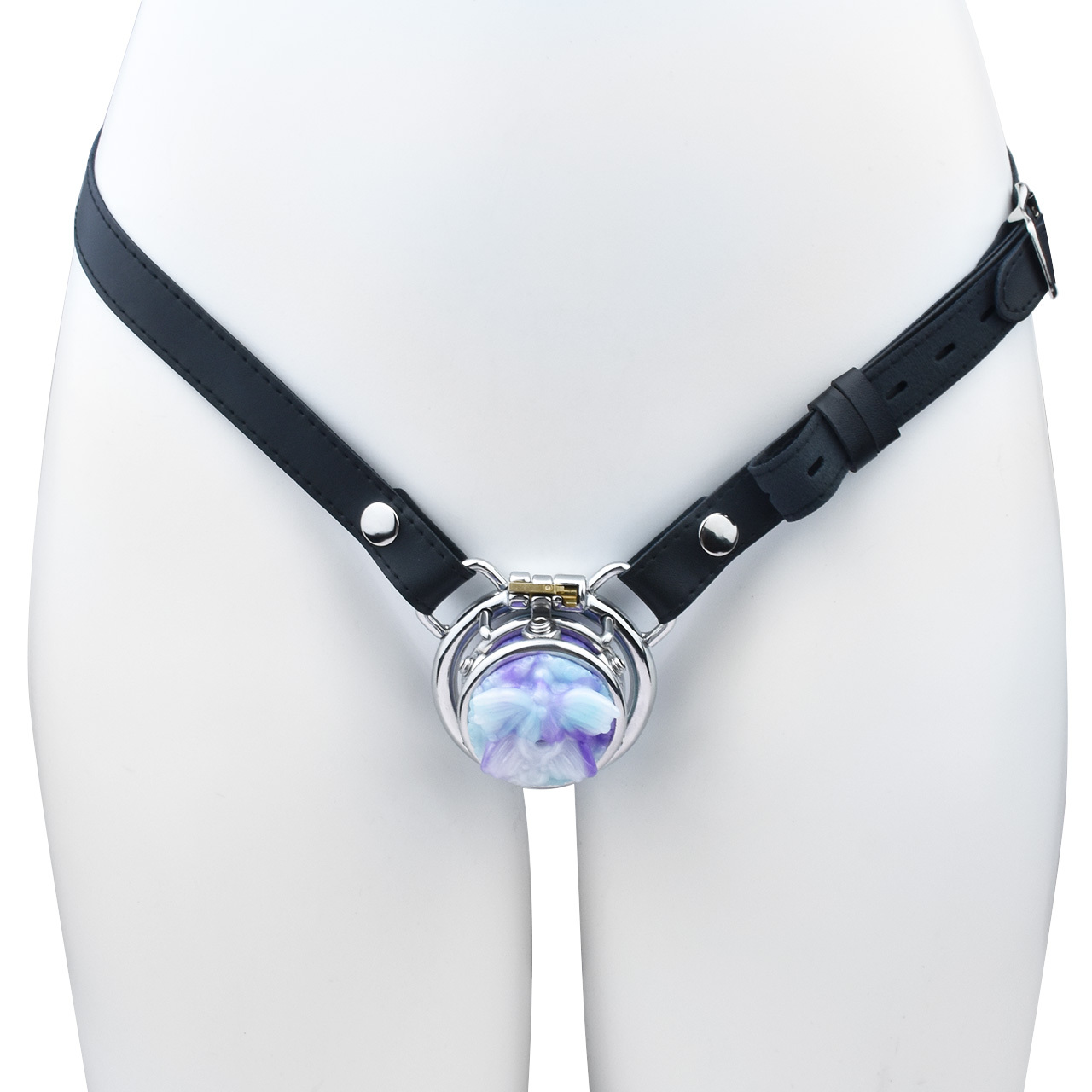 belt+round ring cage +blue butterfly
