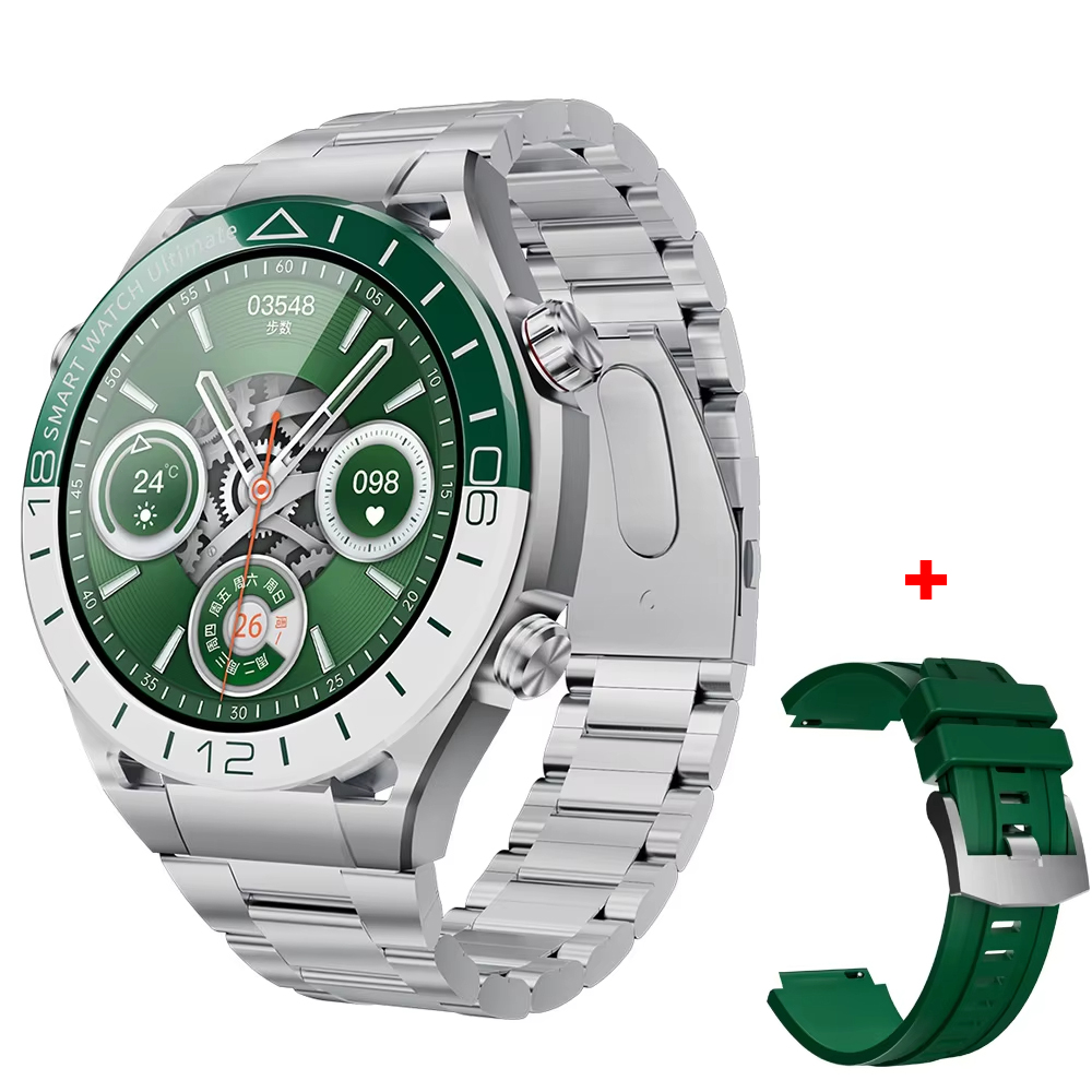 Silver Steel+Green silicone