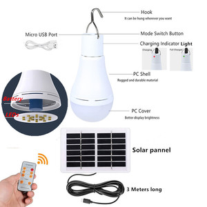 Outdoor <strong>4</strong> Modes Lighting Sensor USB Rechargeable or Solar Powered Light <strong>LED</strong> Bulb with Remote <strong>Timer</strong> for Indoor Outdoor Camping - Product Image 2